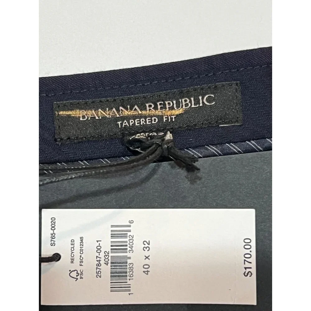 NWT BANANA REPUBLIC Men's Slim Tapered Fit Italian Wool Pants 40x32 Blue #257847
